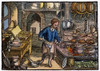 Cooking, C1530. /Na Cook In His Kitchen. German Color Woodcut, C1530. Poster Print by Granger Collection - Item # VARGRC0045416