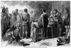 Pilgrims: Thanksgiving, 1621. /Npilgrims And Native Americans Sharing The Harvest At The First Thanksgiving At Plymouth Colony In 1621. Wood Engraving, American, 1870. Poster Print by Granger Collection - Item # VARGRC0017935