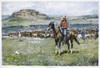 Remington: Cowboy, 1888. /N'The Round-Up.' Wood Engraving, 1888, After A Drawing By Frederic Remington (1861-1908). Poster Print by Granger Collection - Item # VARGRC0087047