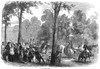 Paris: Longchamps, 1846. /Na Fashionable Crowd At Longchamps On The Outskirts Of Paris, France. Wood Engraving, English, 1846. Poster Print by Granger Collection - Item # VARGRC0001985