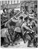 Russian Revolution Of 1905. /Ncossacks Attacking St. Petersburg Sleigh Drivers And Their Barricade Of Sleighs, 22 January 1905. Contemporary Drawing. Poster Print by Granger Collection - Item # VARGRC0015743