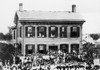 Lincoln Campaign, 1860. /Nrepublican Party Rally During The Summer Of 1860 At Abraham Lincoln'S Home In Springfield, Illinois. Lincoln Stands On His Doorstep In A White Suit. Poster Print by Granger Collection - Item # VARGRC0114193