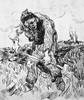 Van Gogh: Peasant Hoeing. /N'Peasant Hoeing.' Pencil Drawing, By Vincent Van Gogh, 1889-1890. Poster Print by Granger Collection - Item # VARGRC0001128