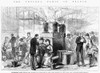 Cholera: 1884 Epidemic. /Nrail Passengers From The South Of France Fumigated Upon Their Arrival In Paris, France, During The Cholera Epidemic Of 1884. Wood Engraving, English, 1884. Poster Print by Granger Collection - Item # VARGRC0004423