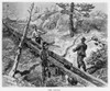 California: Mining, 1883. /Nthree Miners Working At A Wooden Sluice Used In The Process Of Hydraulic Gold Mining In California. Wood Engraving By Henry Sandham, 1883. Poster Print by Granger Collection - Item # VARGRC0116237