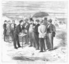 Three-Card Monte, 1867. /Na Confidence Man Performing His Tricks On Coney Island Beach. Wood Engraving, American, 1867. Poster Print by Granger Collection - Item # VARGRC0088996