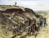 Railroad Construction 1879. /Ngrading Crews Of The Northern Pacific Railroad Constructing The Right Of Way Through Dakota Territory At Big Cut, Sweet Briar Valley. Oil Over A Photograph, 1879. Poster Print by Granger Collection - Item # VARGRC0047470