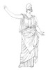 Athena/Minerva. /Ngreek And Roman Goddess Of Wisdom, Art And War. Line Drawing After The Velletri Pallas. 1St Century Roman Marble Copy Of A Lost Greek Bronze. Poster Print by Granger Collection - Item # VARGRC0269051