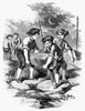 Benjamin Franklin (1706-1790). /N'The Rogue'S Wharf.' Benjamin Franklin As A Boy, Building A Stone Wharf With Friends, C1716. American Engraving, C1864. Poster Print by Granger Collection - Item # VARGRC0109115
