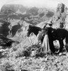 Grand Canyon: Sightseer. /Na Woman Standing Next To A Horse As She Looks Out Across The Grand Canyon In Arizona Through A Pair Of Binoculars. Stereograph, 1903. Poster Print by Granger Collection - Item # VARGRC0129494