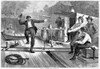 Lumber Raft, 1873. /Nlife On A Lumber Raft In The American West. Line Engraving, American, After Charles S. Reinhart, 1873. Poster Print by Granger Collection - Item # VARGRC0088314