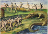 Native Americans: Crocodiles, 1591. /Nflorida Native Americans Killing Crocodiles (Alligators). Engraving, 1591, By Theodor De Bry After A Now Lost Drawing By Jacques Le Moyne De Morgues. Poster Print by Granger Collection - Item # VARGRC0009679