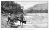 Salmon Fishing, 1890. /N'Angling On The Miramichi: Gaffing A Salmon From The Shore.' Engraving, 1890. Poster Print by Granger Collection - Item # VARGRC0267480