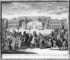 Louis Xiv (1638-1715). /Nking Of France, 1643-1715. Louis Xiv Welcoming The Exiled Catholic King James Ii Of England At Versailles, 1689. Contemporary Line Engraving. Poster Print by Granger Collection - Item # VARGRC0127105