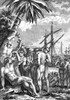 Columbus: Native Americans. /Nthe First Interview Of Christopher Columbus With The Natives Of America, 1492. Copper Engraving, English, 18Th Century. Poster Print by Granger Collection - Item # VARGRC0002326