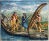 Birchbark Canoe, 1738. /Ncanadian Native Americans With A Birchbark Canoe. Color Engraving, 1738. Poster Print by Granger Collection - Item # VARGRC0007965