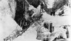 Alaska: Prospectors, C1898. Prospectors Crossing A Stream On A Narrow Log Bridge In A Canyon Near Sheep Camp, Alaska, C1898. Two Children Are Watching The Jacob'S Ladder Portage. Poster Print by Granger Collection - Item # VARGRC0118334