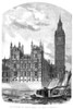 London: Parliament, 1857. /Nthe Houses Of Parliament, The Speaker'S Residence, And Big Ben In London, England. Wood Engraving, English, 1857. Poster Print by Granger Collection - Item # VARGRC0267095