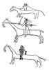 Utes: Drawing, 1879. /Nute Native American Drawings Of Warriors On Horseback. Wood Engraving, American, 1879. Poster Print by Granger Collection - Item # VARGRC0018331