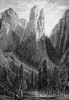 Yosemite: Cathedral Spires. /Ncathedral Spires Rock Formation In The Yosemite Valley. Wood Engraving, American, 1874. Poster Print by Granger Collection - Item # VARGRC0000614