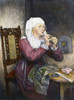 Sewing, 19Th Century. /N'Threading The Needle.' Steel Engraving, English, 19Th Century, After A Painting By Michael William Sharp. Poster Print by Granger Collection - Item # VARGRC0087913