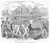 England: Boat Race, 1863. /Nafter The Yearly Oxford And Cambridge Boat Race On The Thames, The Winning Crew Comes Ashore. Wood Engraving, English, 1863. Poster Print by Granger Collection - Item # VARGRC0101234