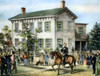 Lincoln: Home, 1865./Npresident Abraham Lincoln Riding Past His Home In Springfield, Illinois. Lithograph, 1865. Poster Print by Granger Collection - Item # VARGRC0041435