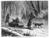 Native Americans: Sled, 1875. /Na Native American Family Traveling By Sled And Snowshoe. Wood Engraving After A Drawing By William De La Montagne Cary, 1875. Poster Print by Granger Collection - Item # VARGRC0355059