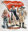 Free Silver Cartoon, 1896. /Namerican Cartoon By C. Jay Taylor, 1896, Of William Jennings Bryan Waving The Banner Of Free Silver And Allied With An Anarchist And A Western Populist. Poster Print by Granger Collection - Item # VARGRC0009851