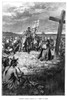Jacques Cartier (1491-1557). /Nfrench Explorer In North America. Cartier Erecting A Cross At The Entrance To Gaspe Harbor, Quebec, 24 July, 1534: Wood Engraving, 19Th Century. Poster Print by Granger Collection - Item # VARGRC0014659