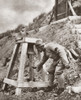 World War I: Gas Warfare. /Nsoldier Ringing A Bell To Warn Of An Imminent Gas Attack During World War I. Photograph, 1914-1918. Poster Print by Granger Collection - Item # VARGRC0407905