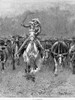 In A Stampede. /Nwood Engraving, 1888, After A Drawing By Frederic Remington (1861-1908). Poster Print by Granger Collection - Item # VARGRC0003186