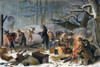 Pilgrims: First Winter, 1620. /Nthe First Winter Of The Pilgrims In Massachusetts, 1620. Line Engraving, 19Th Century. Poster Print by Granger Collection - Item # VARGRC0009333