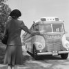 Georgia: Bus Travel, 1943. /Na Woman Hailing A Macon-Bound Greyhound Bus On The Highway In Georgia. Photograph By Esther Bubley, 1943. Poster Print by Granger Collection - Item # VARGRC0408175