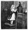 Girl Winding Clock, 1873. /Nwood Engraving, American, 1873. Poster Print by Granger Collection - Item # VARGRC0093439