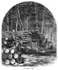 Minnesota: Logging, 1870. /Na Loggers' Camp In Minnesota. Wood Engraving, American, 1870. Poster Print by Granger Collection - Item # VARGRC0267298