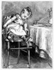 High Chair, 1873. /Na Young Girl In Her High Chair. Wood Engraving, American, 1873. Poster Print by Granger Collection - Item # VARGRC0093455