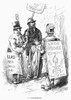 Street Advertisers, 1880. /N'A Conference.' Wood Engraving, American, 1880, After Henry Pruett Share. Poster Print by Granger Collection - Item # VARGRC0090571