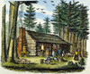 Pioneer Homestead, 19Th C. /Na Pioneer Homestead In A Pine Forest: Colored Engraving, 19Th Century. Poster Print by Granger Collection - Item # VARGRC0061307