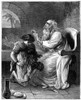 Isaac Blesses Jacob. /Nthe Blind Isaac Mistakenly Blesses Jacob, Believing Him To Be His First-Born Son Esau (Genesis 27: 26-29). Wood Engraving, American, 19Th Century. Poster Print by Granger Collection - Item # VARGRC0052817