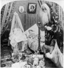Christmas Eve, C1897. /Na Studio Photograph Of Santa Claus With A Sack Of Toys In A Bedroom While A Woman Is Sleeping In Bed With A Baby In A Cradle On Christmas Eve. Stereograph, C1897. Poster Print by Granger Collection - Item # VARGRC0131182