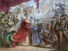 Elizabeth I/Francis Drake. /Nqueen Elizabeth I Knighting Francis Drake On The Deck Of The "Golden Hind" In Deptford In April 1581: Colored Engraving, 19Th Century. Poster Print by Granger Collection - Item # VARGRC0008561