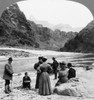 Grand Canyon: Sightseers. /Na View Of The Grand Canyon In Arizona Looking Toward Zoroaster Tower, Showing Group Of Tourists Standing On The Banks Of The Colorado River. Stereograph, 1906. Poster Print by Granger Collection - Item # VARGRC0129489
