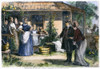 Mormon Wives, 1875. /Na Mormon Man Arriving At Home With His Fifth Wife. Wood Engraving, American, 1875. Poster Print by Granger Collection - Item # VARGRC0106077