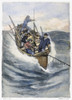 Whaling, 19Th Century. /Nwhaleboat Being Dragged By A Harpooned Whale (Known As A 'Nantucket Sleigh Ride'). Line Engraving, American, Late 19Th Century, After Isaiah West Taber. Poster Print by Granger Collection - Item # VARGRC0104168
