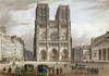 Paris: Notre Dame, C1825./Nview Of The Facade Of Notre Dame Cathedral In Paris, France. Color Line Engraving, Early 19Th Century. Poster Print by Granger Collection - Item # VARGRC0117341