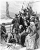 Immigrant Ship. /Nimmigrants On An Ocean Liner Passing The Statue Of Liberty In New York Harbor. Wood Engraving, Late 19Th Century. Poster Print by Granger Collection - Item # VARGRC0117732