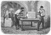 Soap Manufacture, C1870. /Ncutting Harding Cakes Of Soap With An Iron Wire In A French Olive Oil-Soap Factory. Wood Engraving, French, C1870. Poster Print by Granger Collection - Item # VARGRC0014797