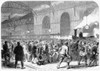 Victoria Station, 1865. /N'Arrival Of The Workmen'S Penny Train At The Victoria Station,' London, England./Nwood Engraving, English, 1865. Poster Print by Granger Collection - Item # VARGRC0087231