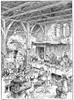 Medieval Dining Hall. /Na Medieval Dining Hall With The Lord Of The Manor At One Table, Guests At A Lower Table And A Bard Entertaining Them All. Line Engraving. Poster Print by Granger Collection - Item # VARGRC0043804
